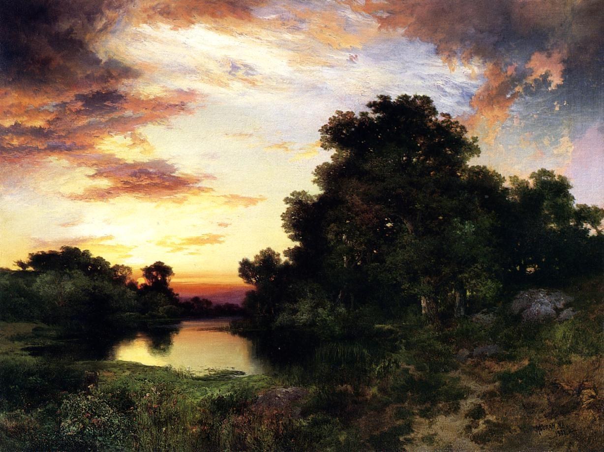 Thomas Moran Sunset on Long Island